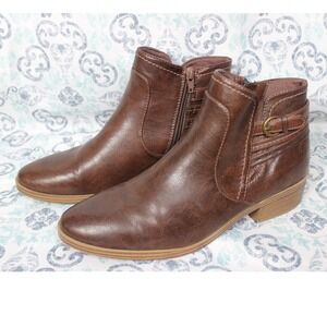 Baretraps Medley Ankle Boots Women's Size 11M Brown Side Zip Buckle Comfort